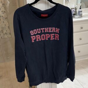 Southern Proper Navy Crewneck with Red Accents